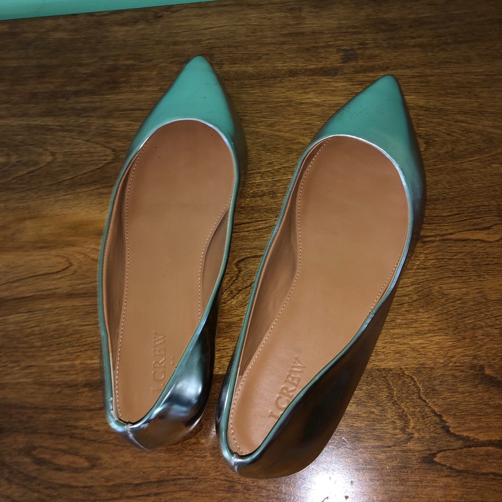 J.Crew silver flats size 10. New!